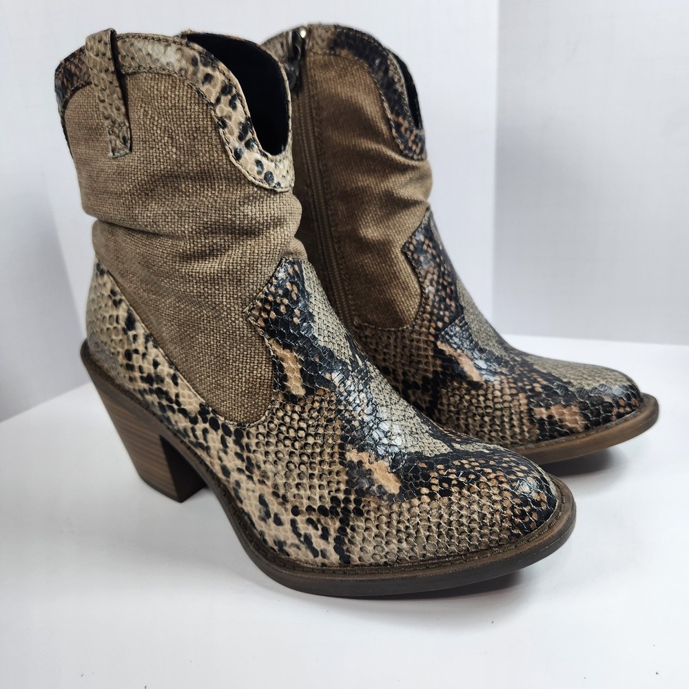 Blowfish Lolly Vegan Python Snakeskin Bootie Women's 8 Western Coastal Cowgirl